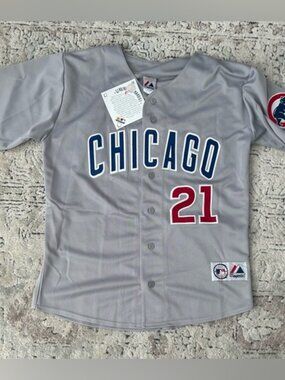Majestic Authentic Chicago Cubs Sammy Sosa #21 Gray Baseball Jersey